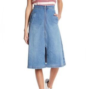 TEN SIXTY SHERMAN Denim Midi Skirt with zipper and pockets